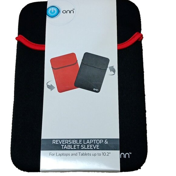 ONN 10.2" Reversible Neoprene Laptop and Tablet Sleeve. Red/Black - Picture 4 of 6